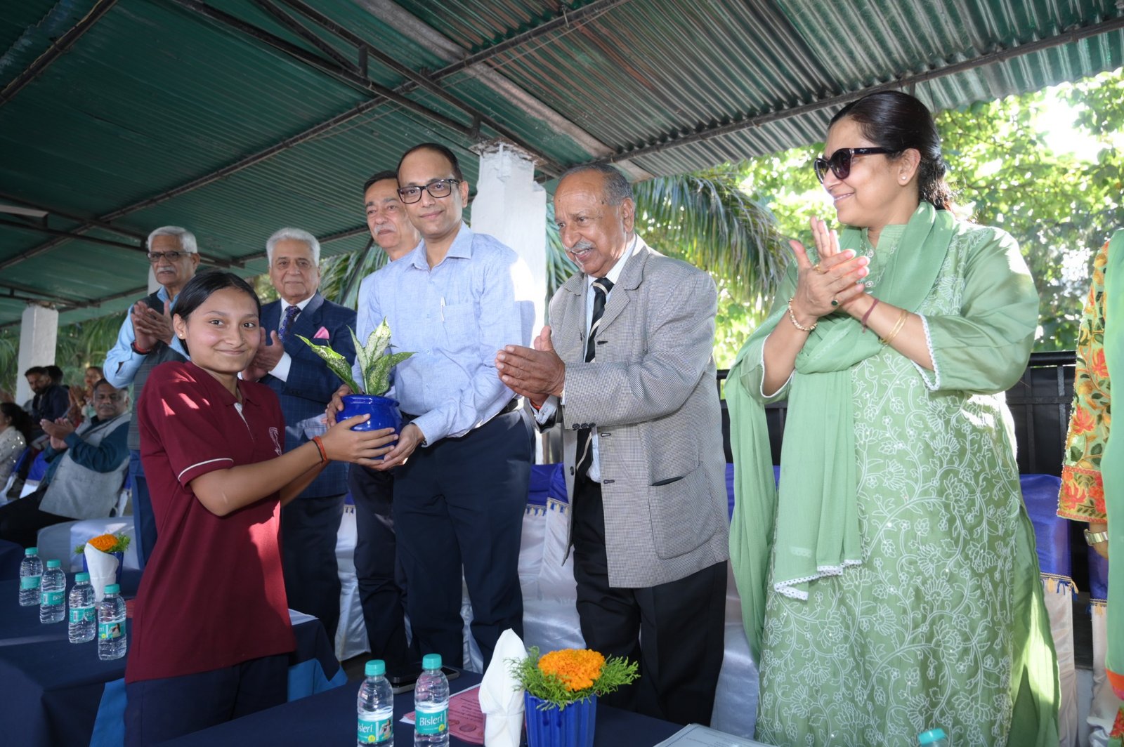 Student receiving an award